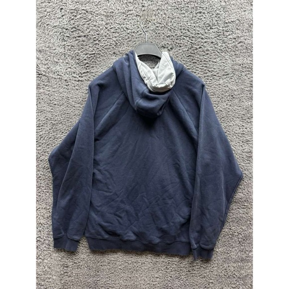 Vintage Adidas Logo Embroidered Cotton Pullover Hoodie Navy Blue Mens Size XL - Picture 2 of 10